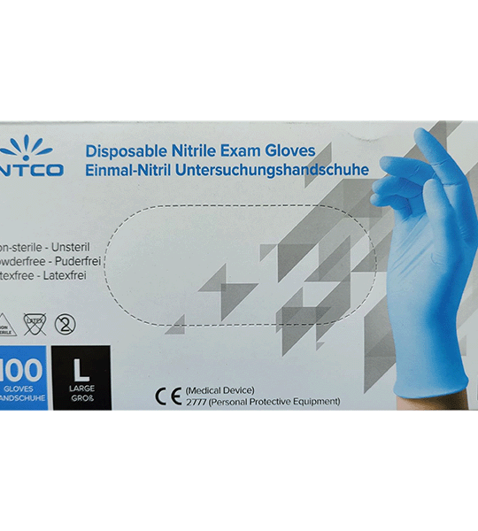 Jednorázové nitrilové rukavice INTCO GR 100 ks/ veľkosť L, modré