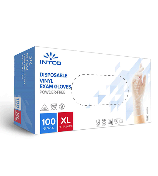 Jednorázové vinylové rukavice INTCO 100 ks/ veľkosť XL, priehľadné
